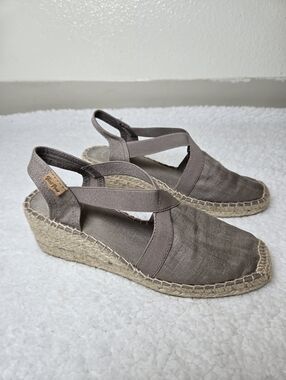 TONI PONS Ecru Linen Ter Wedge Espadrilles 39 Sandals Slip On Wedge